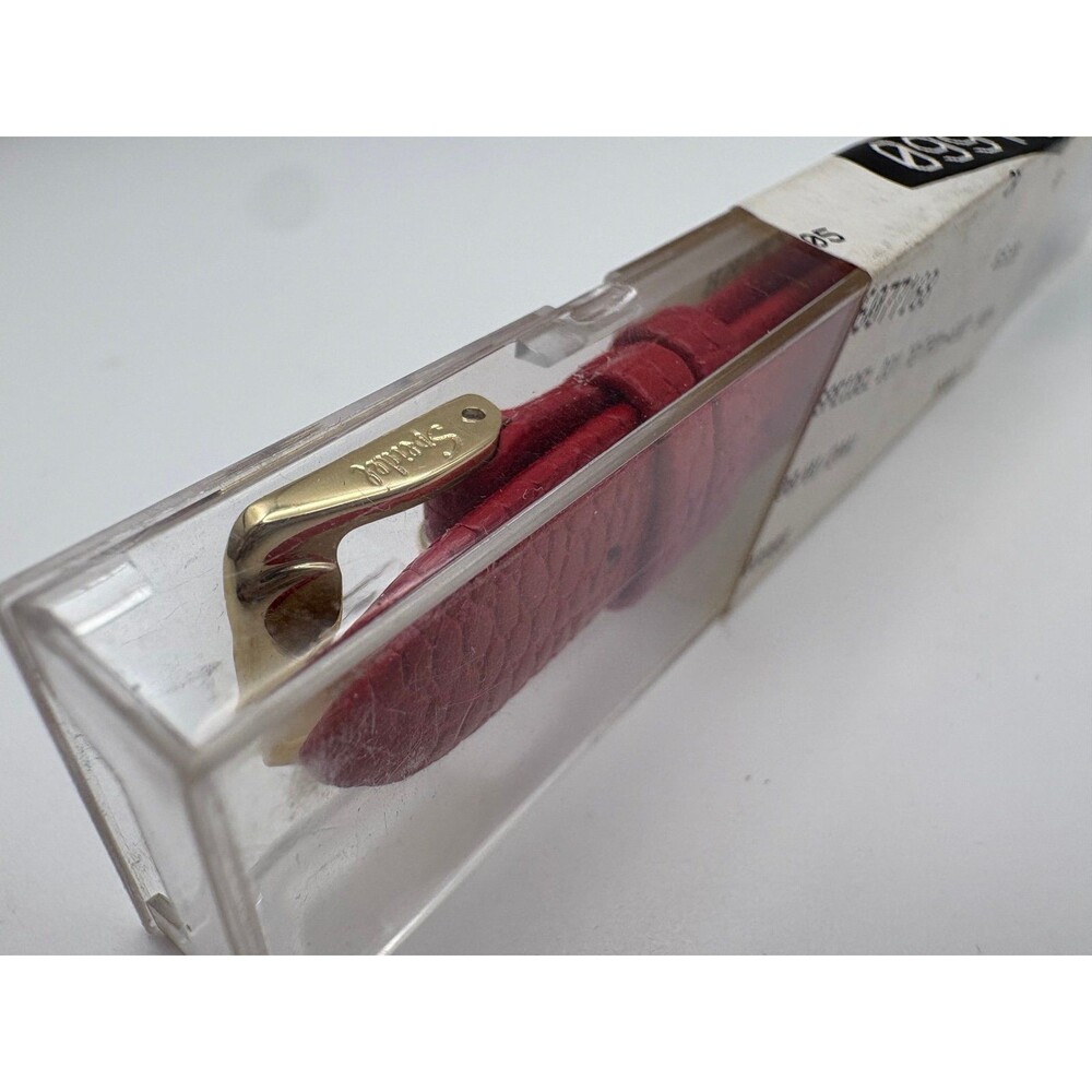 Speidel 14mm Red Lizard Grain Genuine Leather Watch Band Strap Gold Buckle NOS